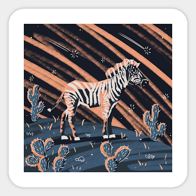 Night Zebra Sticker by fernandaschallen